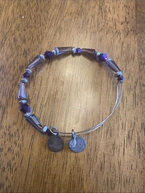 Alex and Ani Purple and Silver Beaded Expandable Bracelet